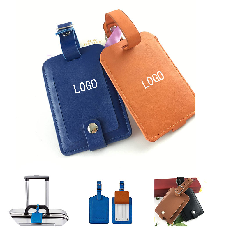 PU leather luggage tag with buttons