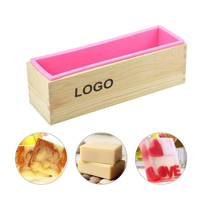 42oz Flexible Rectangular Soap Silicone Mold with Wood Box 