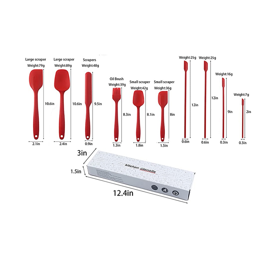 Heat-Resistant Silicone Spatula and Kitchen Scraper 10-Piece Culinary Set
