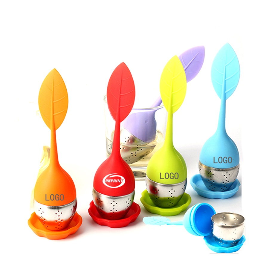 Nature-Inspired Silicone and Stainless Steel Tea Steeper with Matching Drip Base